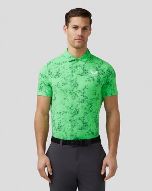 Castore Golf Short Sleeve Geo Printed Polo Lime | HM1047298