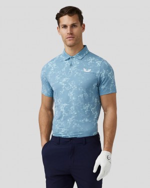 Castore Golf Short Sleeve Printed Polo Blauw | JC8073516