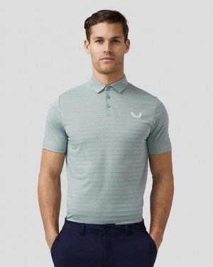 Castore Golf Textured Pique Stripe Polo Blauw | SZ1405268