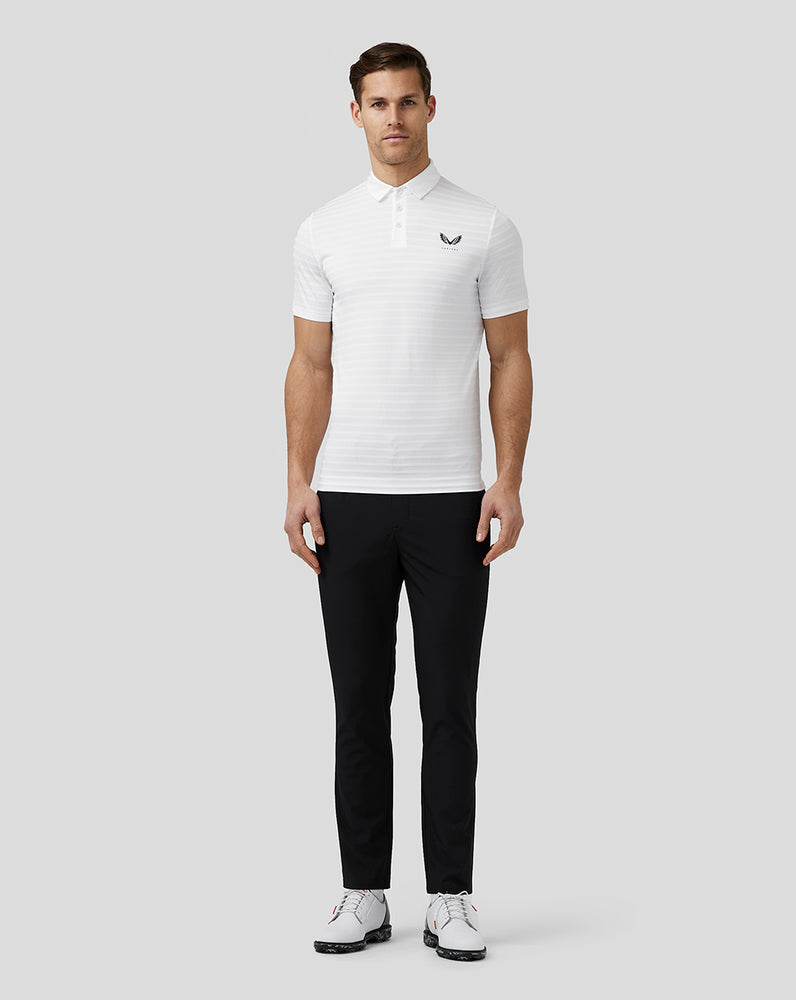 Castore Golf Textured Pique Stripe Polo Wit | KI5320798