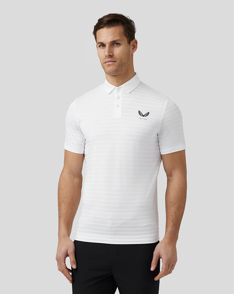 Castore Golf Textured Pique Stripe Polo Wit | KI5320798